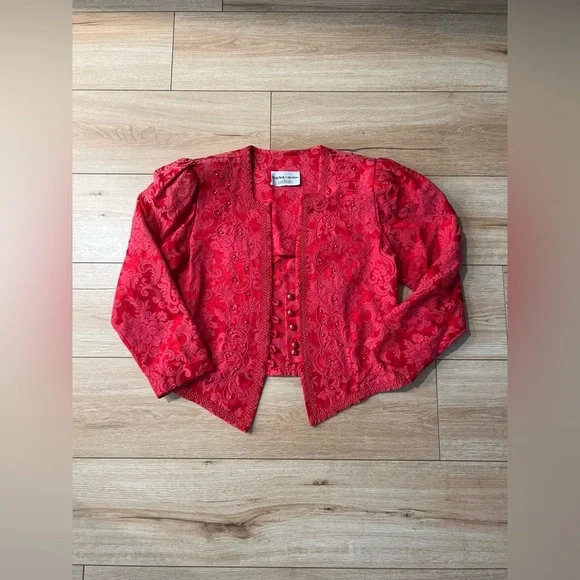 Vintage Nah Nah Collection Baroque Hot Pink Beaded Embroidered Women's Blazer - Picture 5 of 8